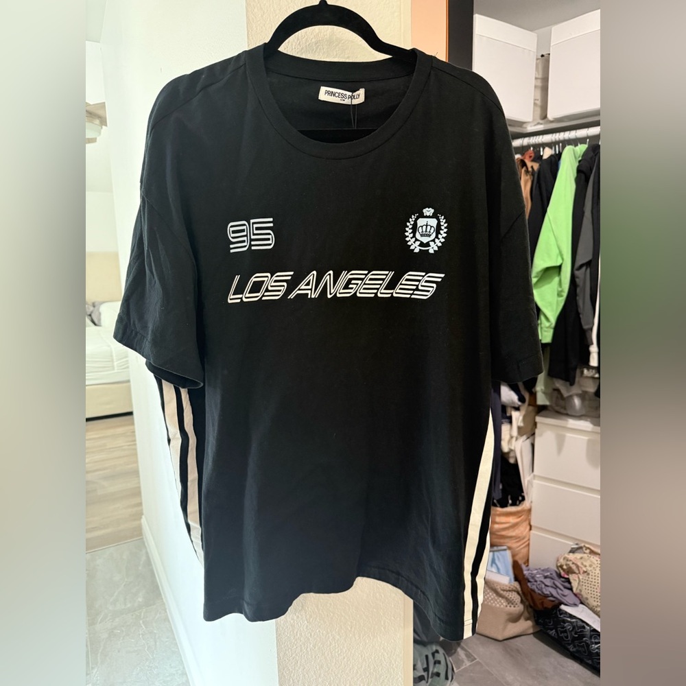 NWT Princess Polly LA Sports Stripe Graphic Tee